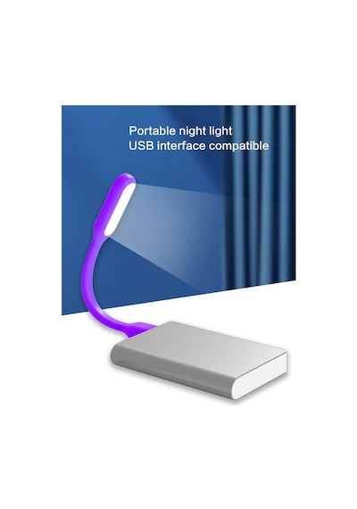 Koodmax Taşınabilir Usb Led Lamba Işık Laptop Kitap Okuma Klavye Aydınlatma - 17cm - Mor