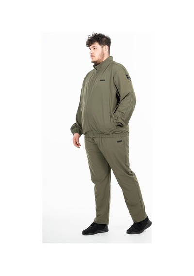 Maraton Sportswear Büyük Beden Erkek Dik Yaka Reglan Kol Basic Haki Eşofman Takımı 21854-Haki