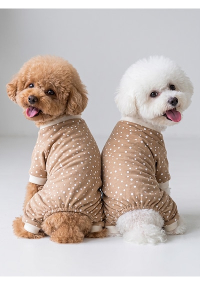 Latte Sprinkles Köpek Tulumu Pamuklu Penye Köpek Pijaması Küçük Irklar İçin Tüy Dökülmesini Azaltır