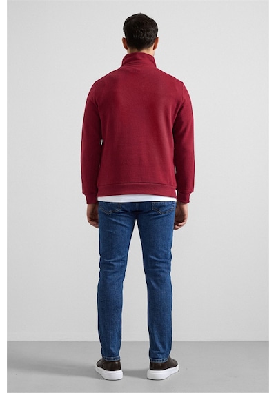 Süvari Koyu Bordo Regular Düz Yarım Balıkçı Yaka Sweatshirt Ssw2013700001-k09 Koyu Bordo