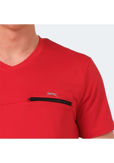 Slazenger KALLIAS Erkek Cepli V Yakan Kırmızı Tişört