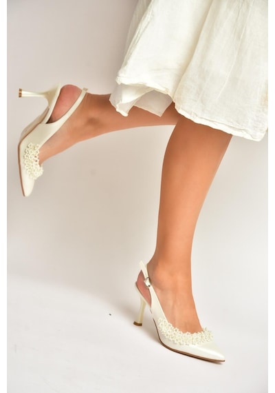 Fox Shoes Y246375009 Sedef İnci Detaylı Kadın Abiye Ayakkabı
