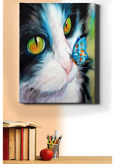 Webstyle Sayılarla Boyama Seti Kasnaklı Kedi Ve Kelebek 50 X 65 Cm