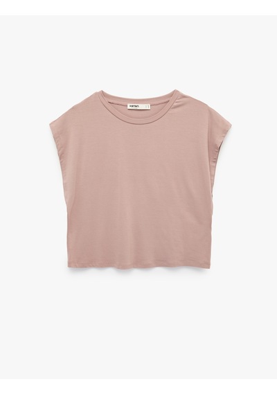Koton Rahat Kesim Bisiklet Yaka Kısa Kollu Modal Pijama Üstü Pembe 6slk40010mk Gül