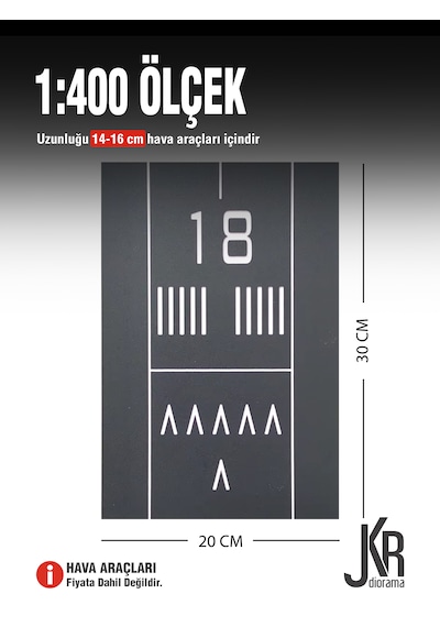 1/400 Ölçekli Hava Araçları İçin Uçak Pisti Havaalanı, Pist, Yol Düzeni 20x30 Cm - 3 Parça