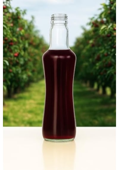250 Ml Şeffaf İnce Belli Kapaklı Cam Şişe 250 Cc Meşrubat Şişesi 6 Adet Beyaz Kapak 7009
