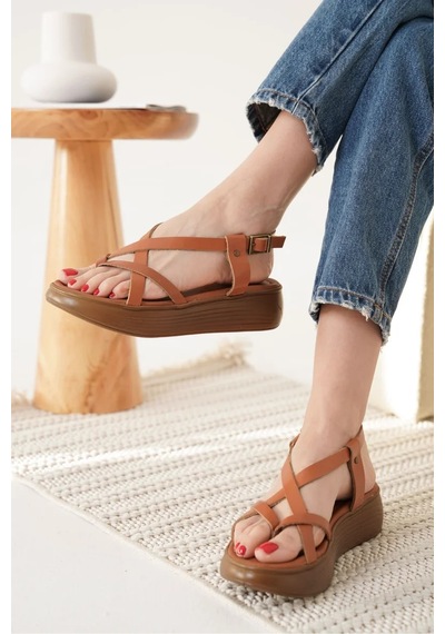 Trendella Taba Hakiki Deri Sandalet Tr31my60a Siyah