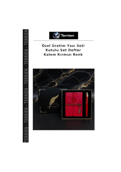 Özel Üretim Yazı Seti Kutulu Set Defter Kalem Kırmızı Renk Çok Renkli
