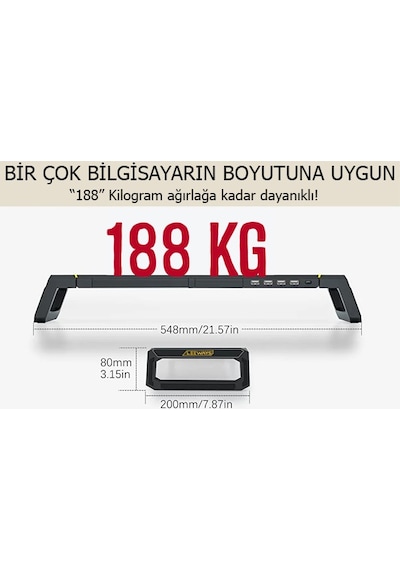 Masaüstü Stand Yükseltici Katlanabilir Rgb Çekmeceli Monitör Standı