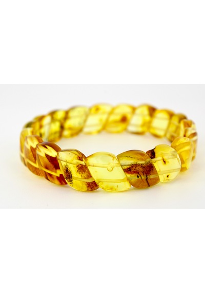 Kehribar Bileklik Fosilli Roleks Özel Tasarım Ambergold Blk23-49 Çok Renkli