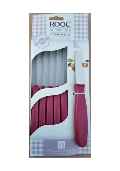 Prety 6'lı Meyve Bıçak Seti Royaleks-myv-06 Beyaz - Bordo