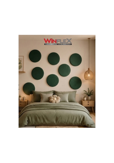 Winflex 50x50 Cm Daire Kumaş Kaplı Akustik Panel 1 Adet Yeşil