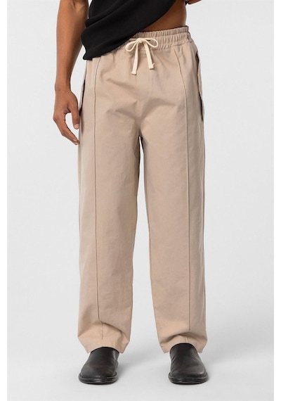 Vamos Bağcıklı Baggy Gabardin Pantolon Bej