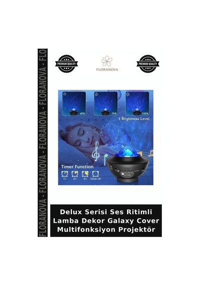 Delux Serisi Ses Ritimli Lamba Dekor Galaxy Cover Multifonksiyon Projektör Çok Renkli