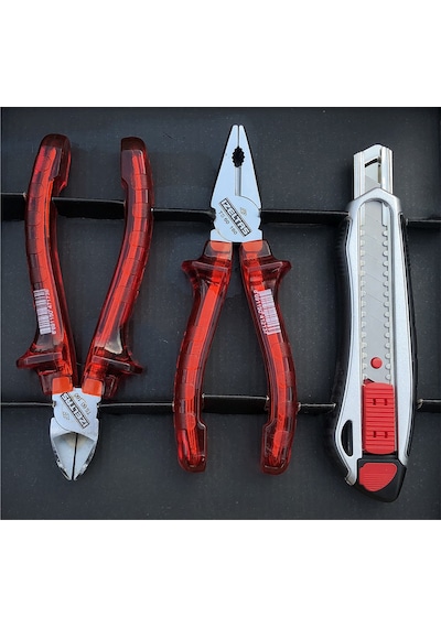 İzeltaş 3'lü Kraft Pense Seti +3 Parça Kraft Pense 160 MM + Kraft Yan Keski 160 MM Maket Bıçağı