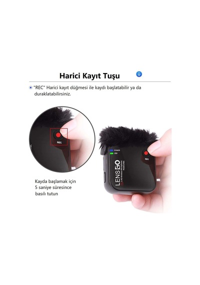 Lensgo 348C Siyah 1V2 Kablosuz İkili Mikrofon Seti