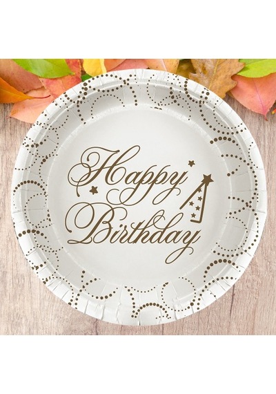Tabak Elegant Happy Birth.beyaz Noktalı 23cm 6lı