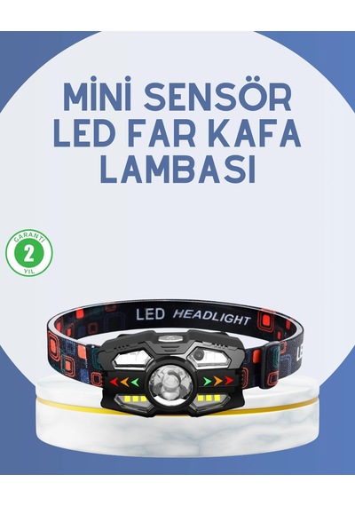 Hubrendy Tekno El Sensörlü Led Far Suya Dayanıklı Şarjlı Kafa Lambası AÇIK GRİ KAHVE KARIŞIMI