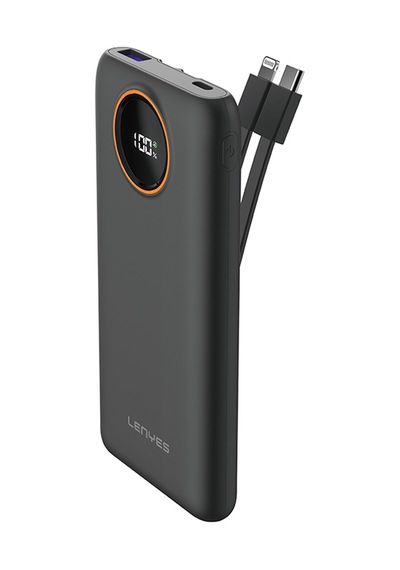 Lenyes P851l Dijital Led Gösterge Type-c Ve Lightning Kablolu Powerbank Uyumlu 22.5w 10000mah Siyah