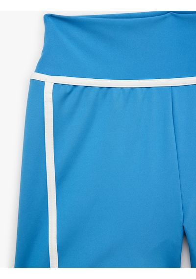 Koton Slim Fit Yüksek Bel Biyeli Spor Tayt Mavi 6sak40393nk