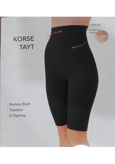 Nbb 1941 Kadın Yüksek Bel Siyah Lazer Kesim Toparlayıcı Korse Tayt Tekli Sıyah