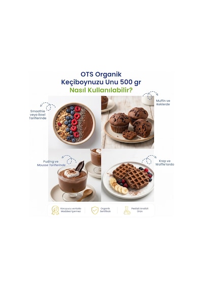 Ots Organik Keçiboynuzu Unu 500 gr (Organik Sertifikalı, Pestisit Analizli)