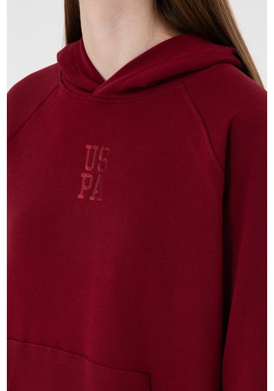 U.S. Polo Assn. Kadın Bordo Yırtmaçlı Kapüşonlu Sweatshırt 50313611-VR014