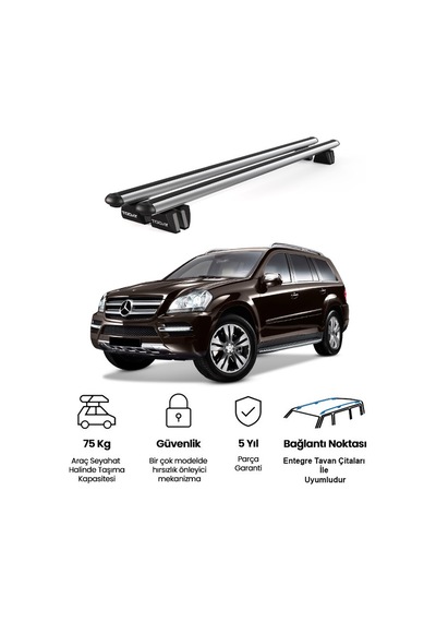 Pençe Mercedes-benz Gl Ara Atkı X164 2006-2012 Uyumlu Gri Ara Atkı Port Bagaj Tavan Barı