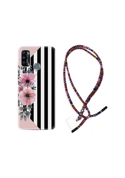 Infinix Hot 9 Play Kılıf Rasta Boyun Askılı Flowers 4 1390