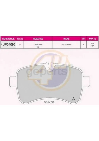Fren Balata Daıly 4 2006-2011 Arka Fişli 141,2mm