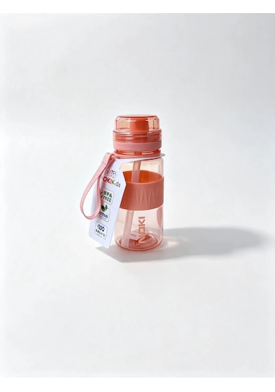 Noki Kids 400 Ml Okul Öncesi Ve İlkokul Tritan Pipetli Su Matarası Sızdırmaz Askılı Turuncu