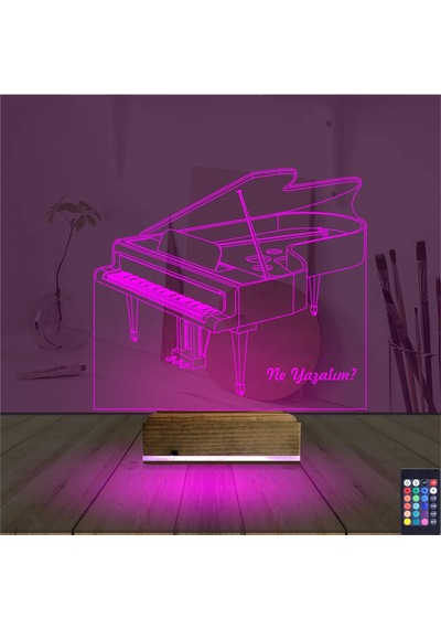 Luvivia Piyano Müzik Piyanist Kişiye Özel 3d Lamba - Masa Gece Lambası V1 Şeffaf
