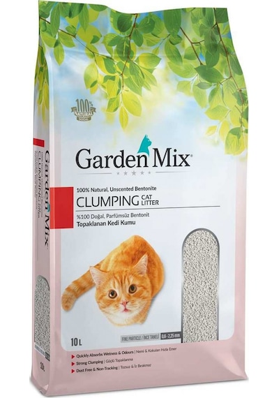 Gardenmix Bentonit Parfümsüz İnce Taneli Kedi Kumu 10 Lt