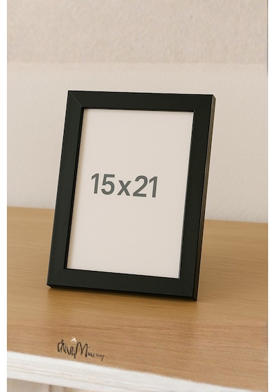 Siyah Boyalı Ahşap Fotoğraf Çerçevesi 15x21 Cm Şık & Dekoratif Masaüstü Kullanım Pürüzsüz Yüzey