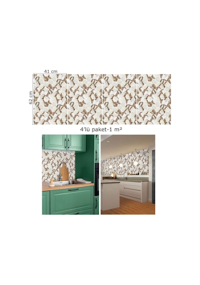 Tink Kendinden Yapışkanlı Kahverengi Petek Desenli Pvc Panel 41x62 Cm