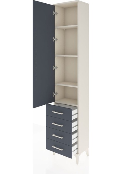 Arges Dolap 4 Raflı 4 Çekmeceli Tek Kapaklı 44x30x221 Aytaşı-antrasit Aytası