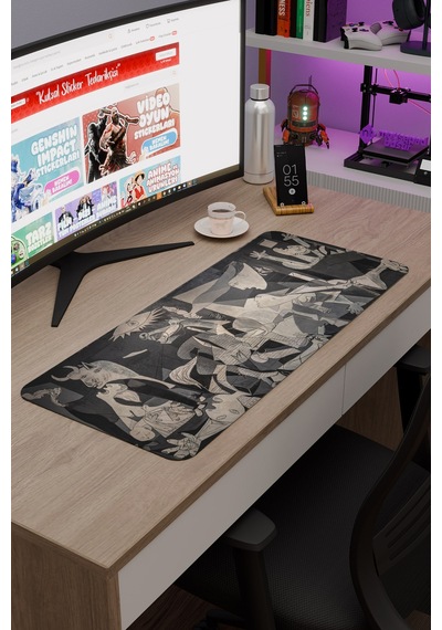 Guernica Tablo Pablo Picasso V2 70x30 Xl Gaming Kauçuk Kaymaz Taban Mouse Pad Fare Altlığı