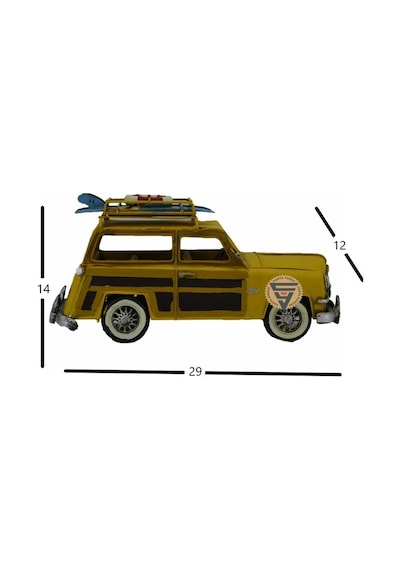 Dekoratif Nostaljik Metal Land Rover Rustik Otomobil Sarı