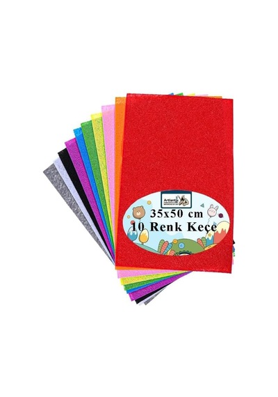 Keçe 35x50 Cm 10 Renk 1 Paket 2.0 Mm Renkli Hobi Keçesi Elişi Keçe Kumaşı Anasınıfı Kreş Okul Öncesi El Sanat