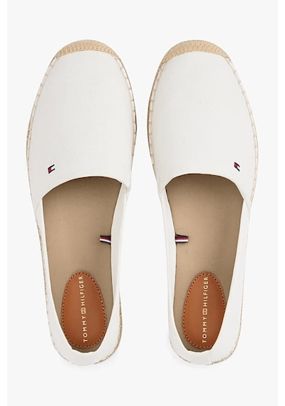 Tommy Hilfiger Kadın Th Bayrak Nakışlık Canvas Espadrille Loafer Ayakkabı - Ekru Ecru