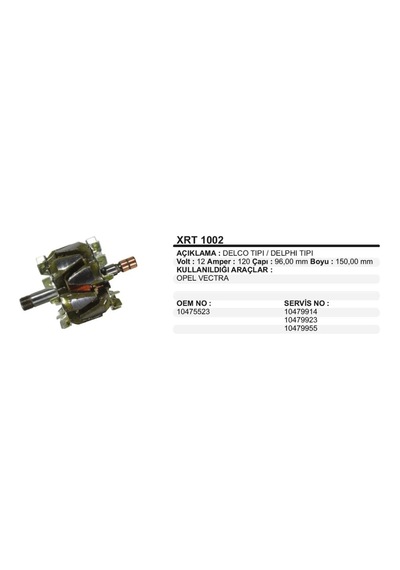 12v Alternatör Rotor Delco Opel 120 A N11.280