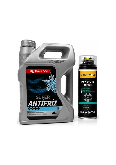 Petrol Ofisi Super Antifriz Yeşil 3lt + Lastik Tamir Kiti 400 Ml