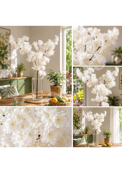 Yapay Çiçek Bahar Dalı 90 Cm Beyaz