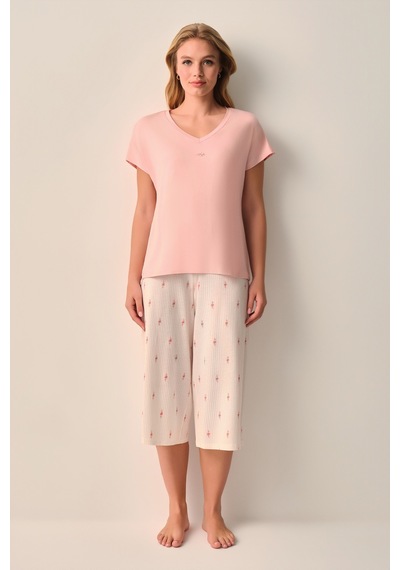 Suwen Maria Kapri Pijama Takımı Sh26610659334 Pembe