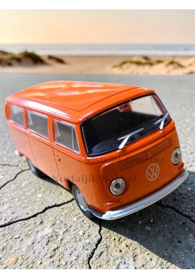 Nostaljik Turuncu Volkswagen Type 2 1/32 Ölçek Metal Çek Bırak Kapılar Açılır Model Araba Çok Renkli
