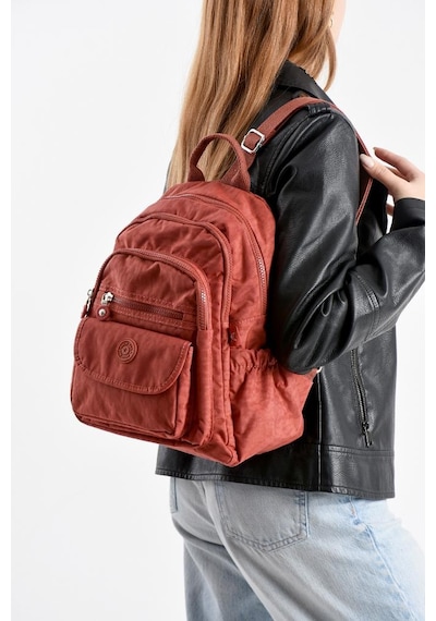 Baginn Kadın Sırt Çantası Günlük Kullanıma Uygun 32 25 Cm Klinkır Kumaş Çok Cepli Hafif Su İtici Kumaş Kiremit