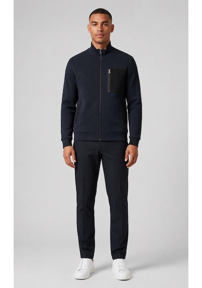 Alexandergardi Cep Detaylı Fermuarlı Dik Yaka Sweatshirt Lacivert