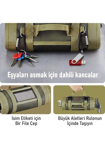 Ayrex Alet Çantası, Ağır Hizmet Tipi Kanvas Rulo Takım Çantası, Katlanabilir Alet Organizer El Çantası, Tamirci Genel