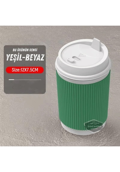 Üniversal Kahve Bardağı Görünümlü Led Işıklı Yanmaz Koku Geçirmez Oto Küllük Dumansız Sızdırmaz Kapaklı Araç İçi Küllük Araba Küllüğü Yeşil Beyaz