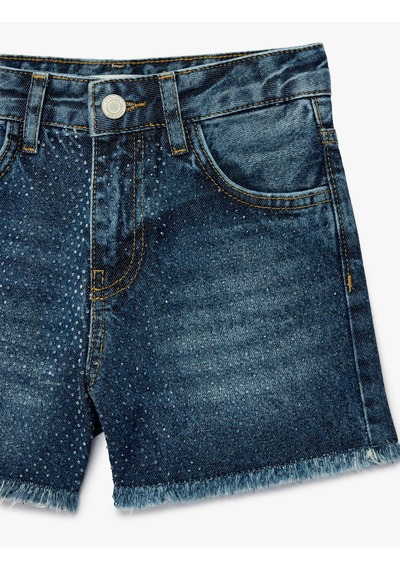 Koton Pamuklu Cepli Loose Fit Denim Şort Orta İndigo 6skg40044ad İndigo